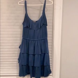 Adorable slate blue ruffle dress szS